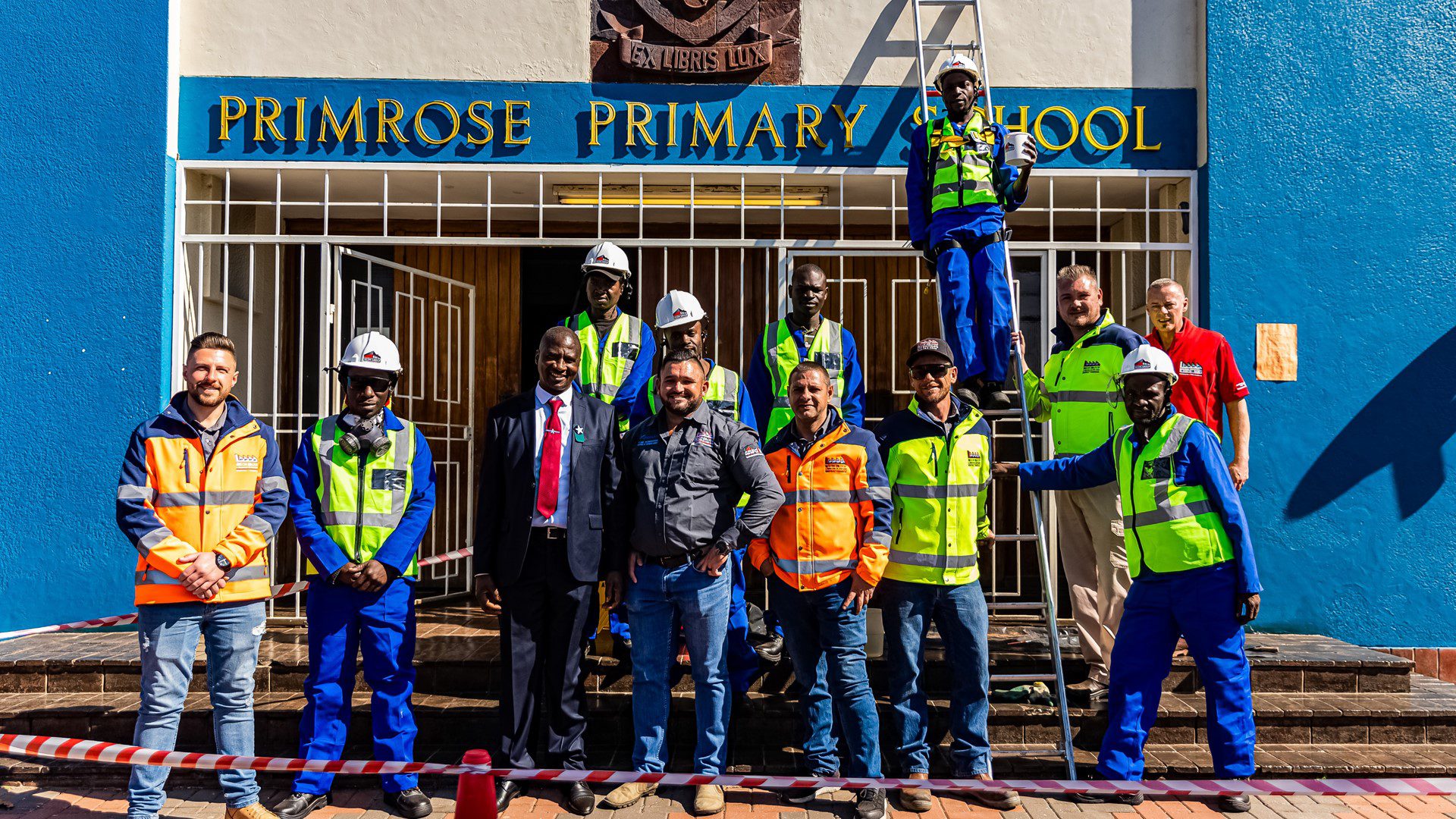 Large team preparing donations for community support