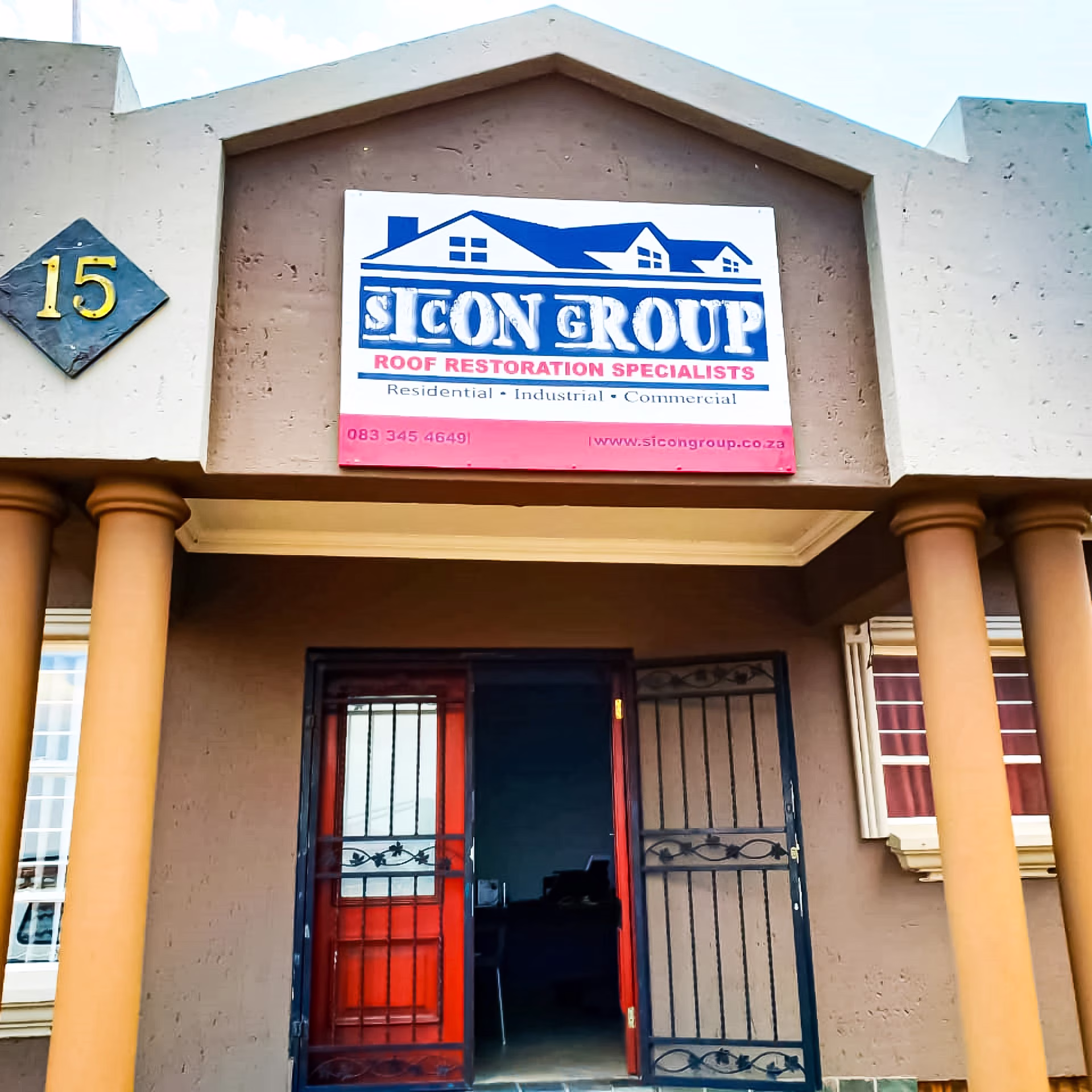 Exterior view of the Sicon Group entrance with clear branding