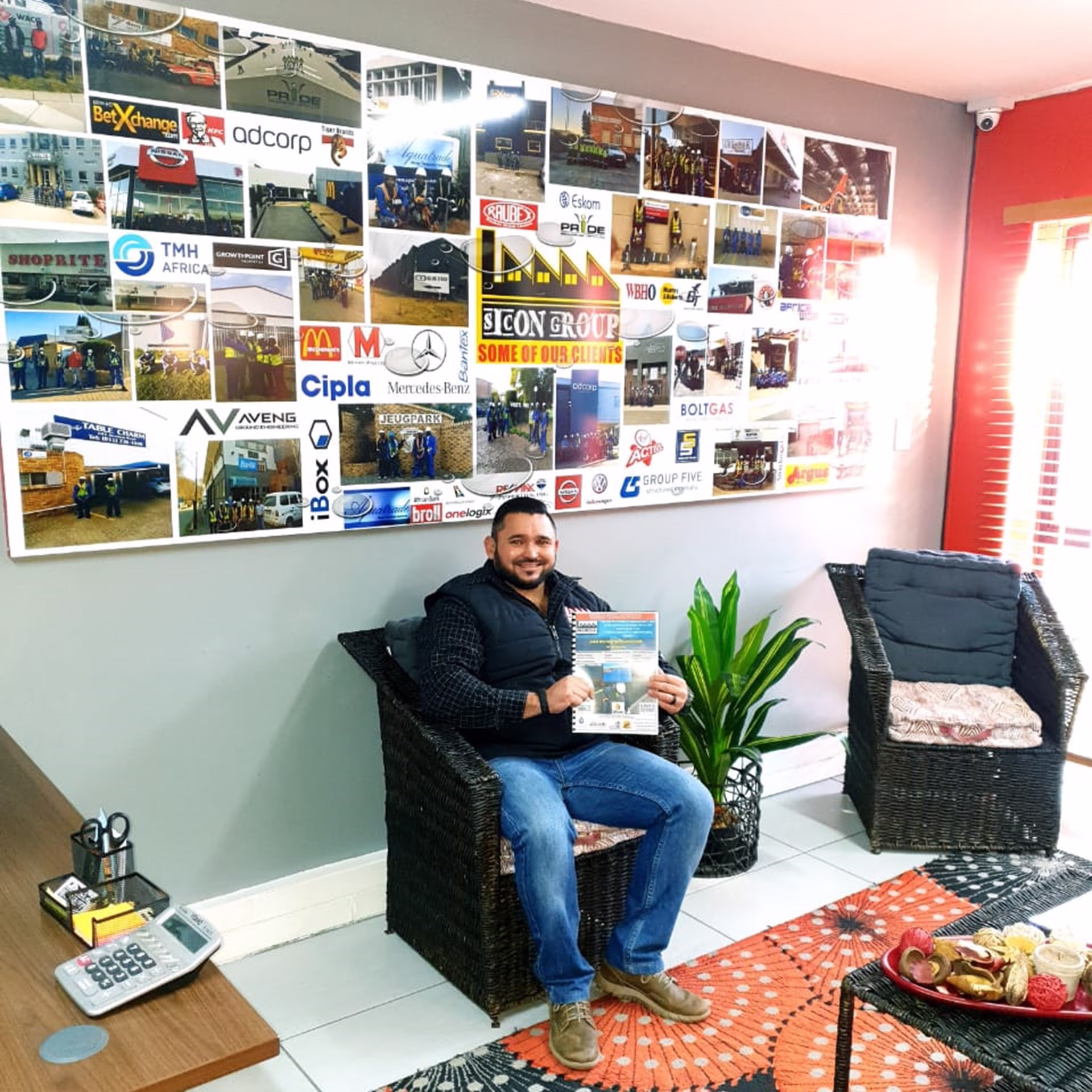 Wall display featuring Sicons past clients and successful project collaborations